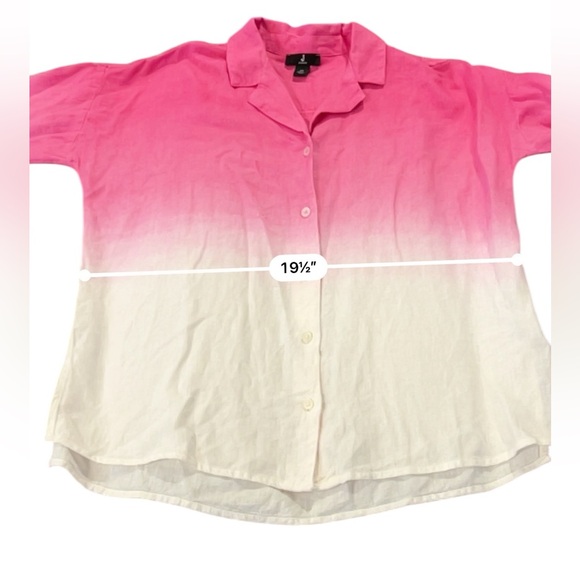 Jason Wu Dip Dye Ombre Linen Blend Button Down Top, XS - Picture 9 of 10